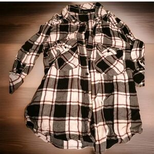 Anthology Sanctuary Tunic Flannel Shirt Women's Medium Roll Tab Sleeve